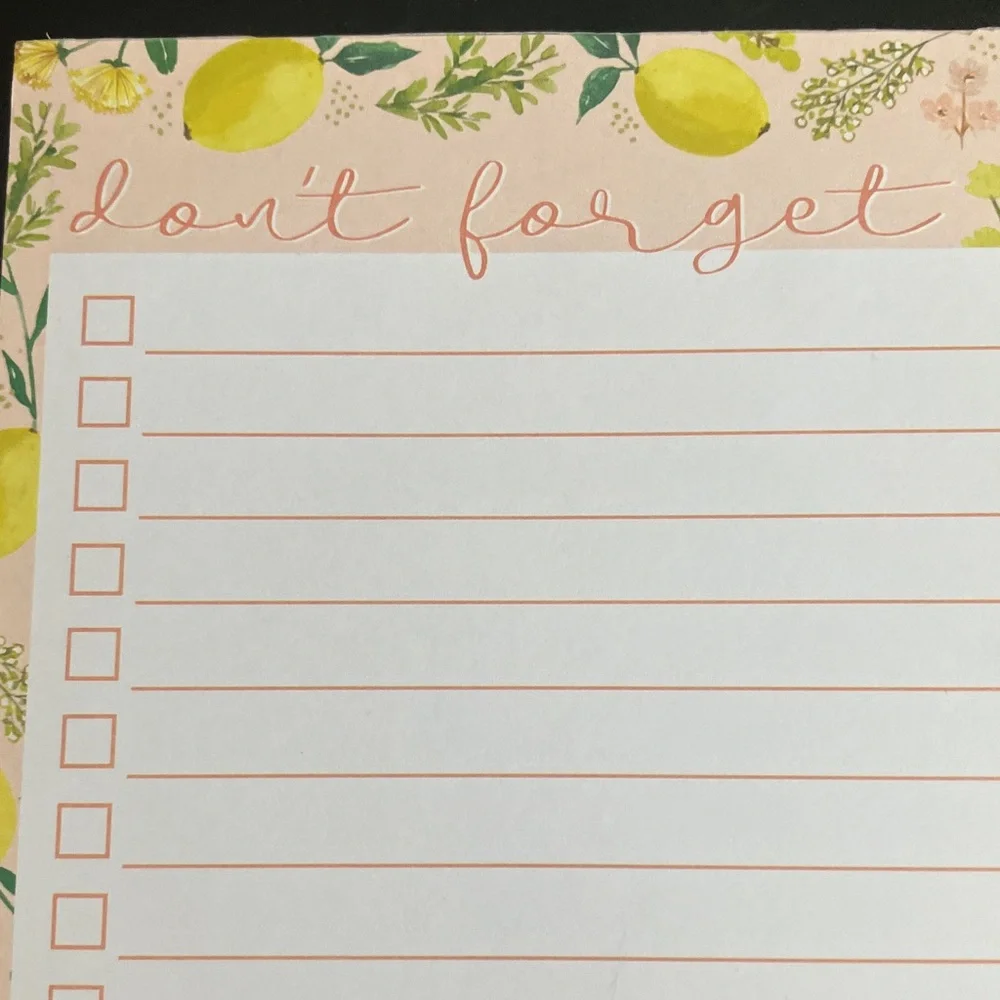 Lemon-Themed Checklist Notepad and weekly planner pad